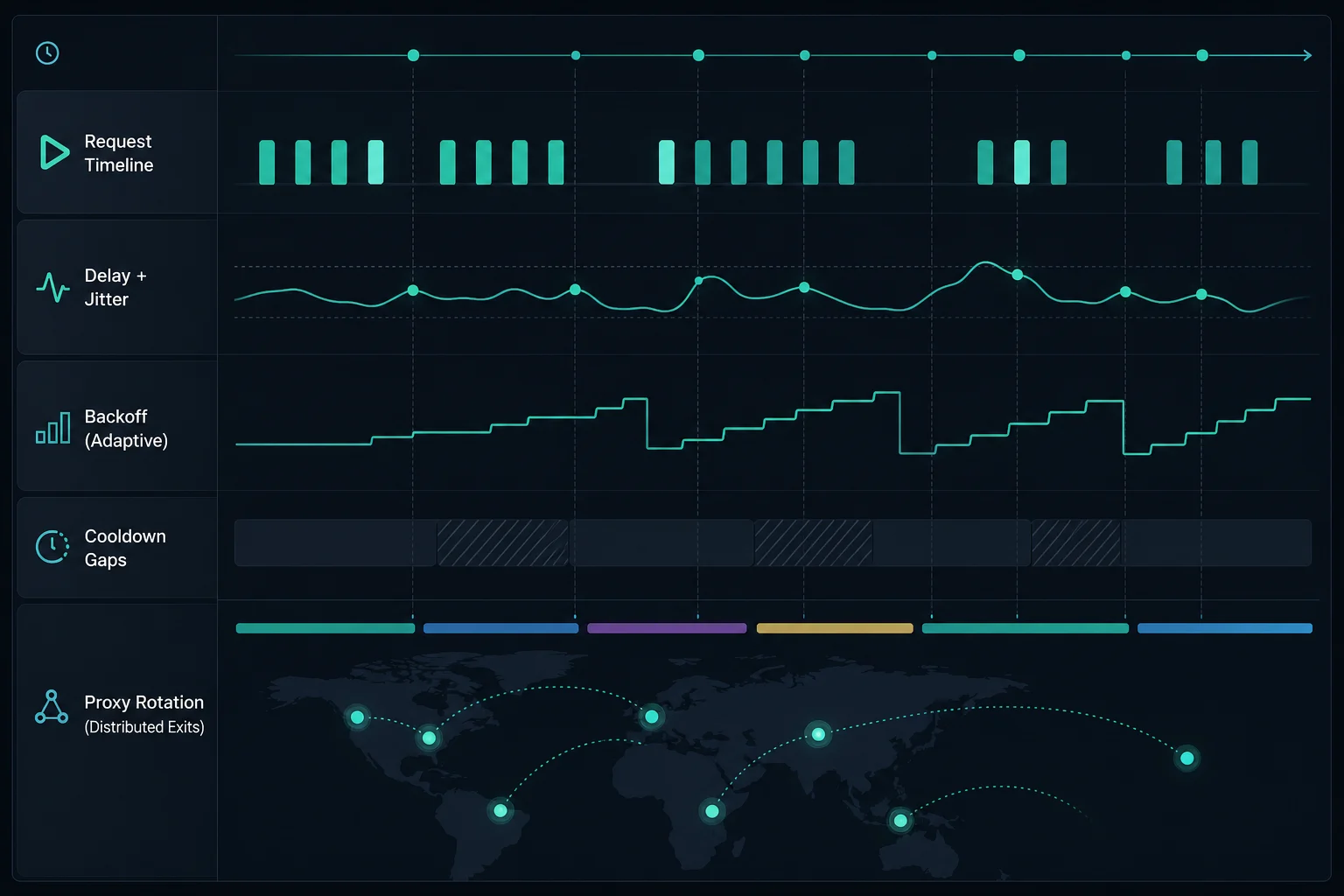 Delay and rotation planning timeline for residential sneaker bot monitoring
