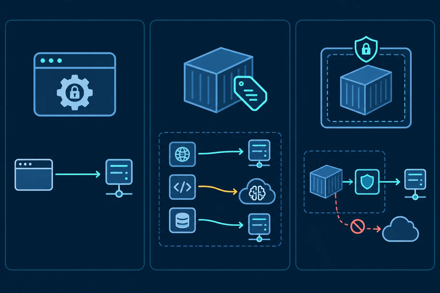 Comparison of three places to set a proxy for a computer use agent sandbox, browser policy, container environment variables, and an isolated network with an egress gateway