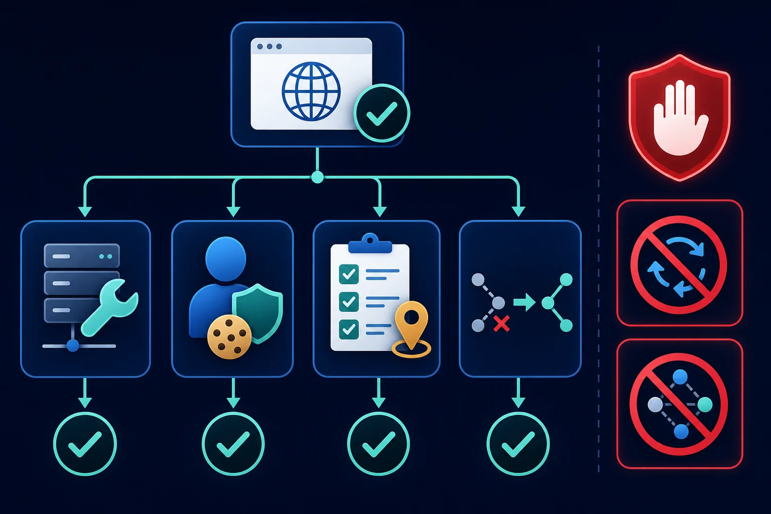 Troubleshooting flow that separates proxy connectivity, account state, posting rules, and IP stability