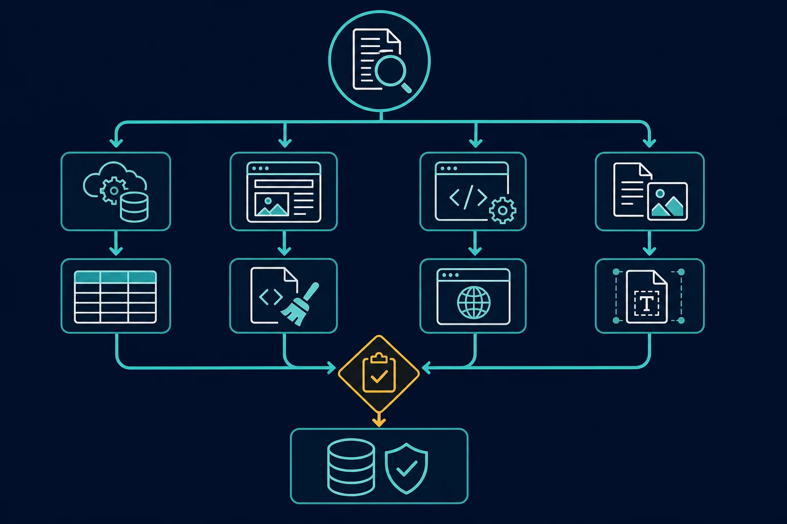 Decision tree for choosing a data scraping method based on source format and rendering requirements