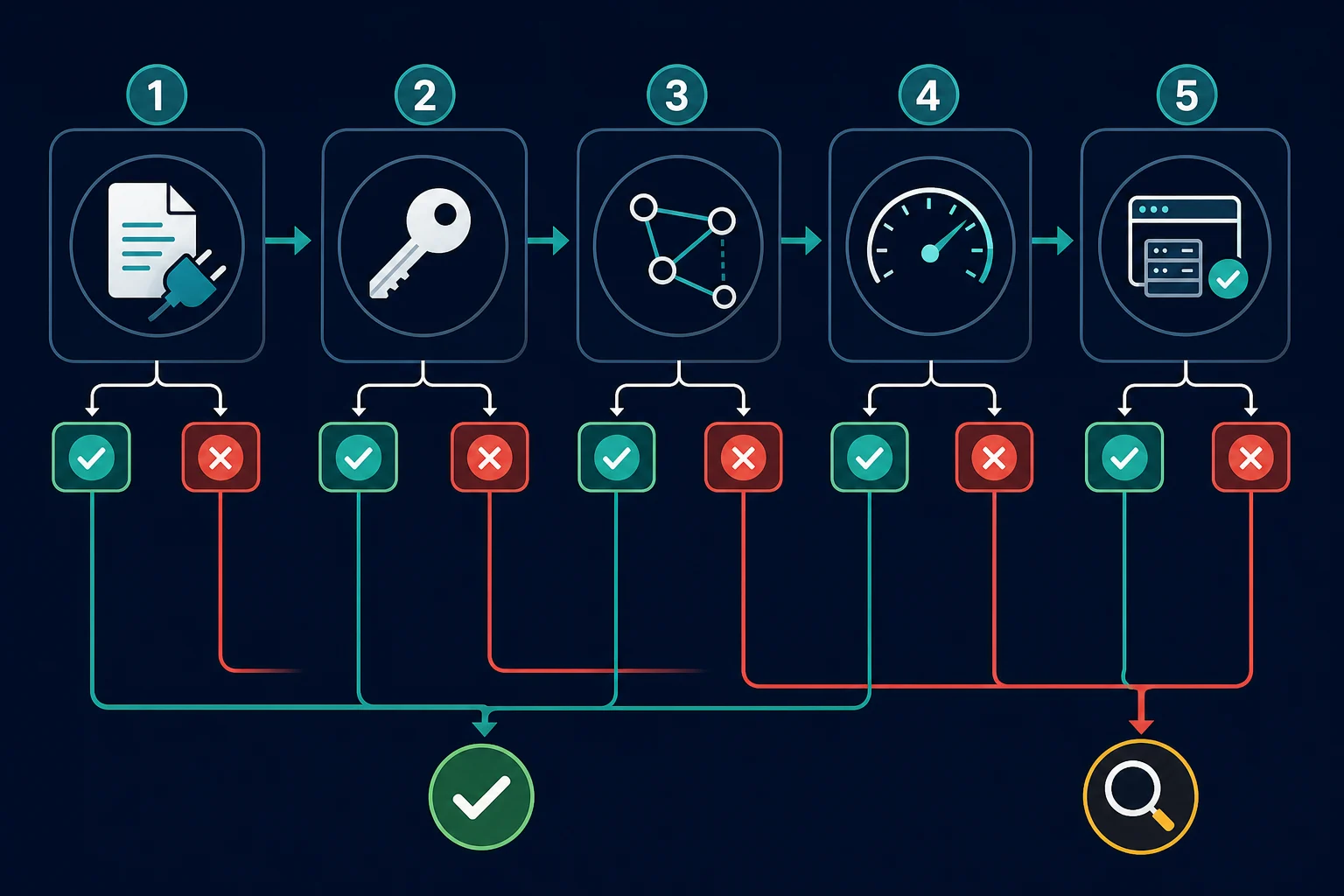 Visual proxy error troubleshooting sequence from configuration through target response