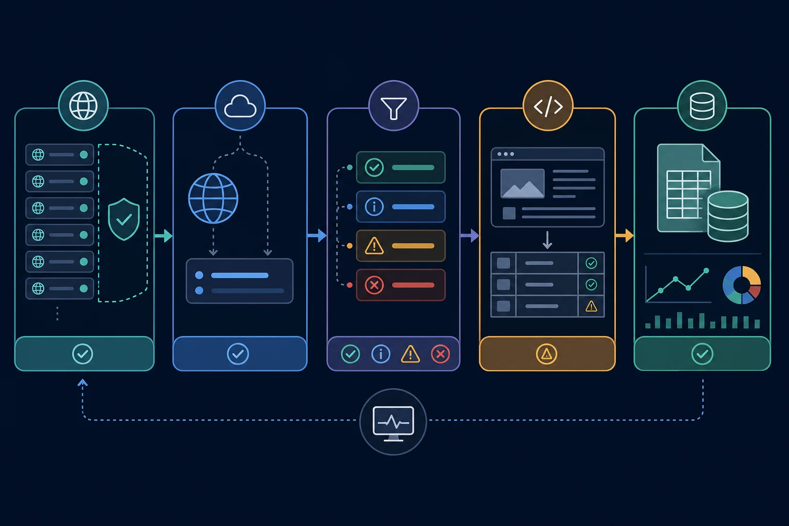 Pipeline for fetching, classifying, parsing, validating, and storing website data with Python