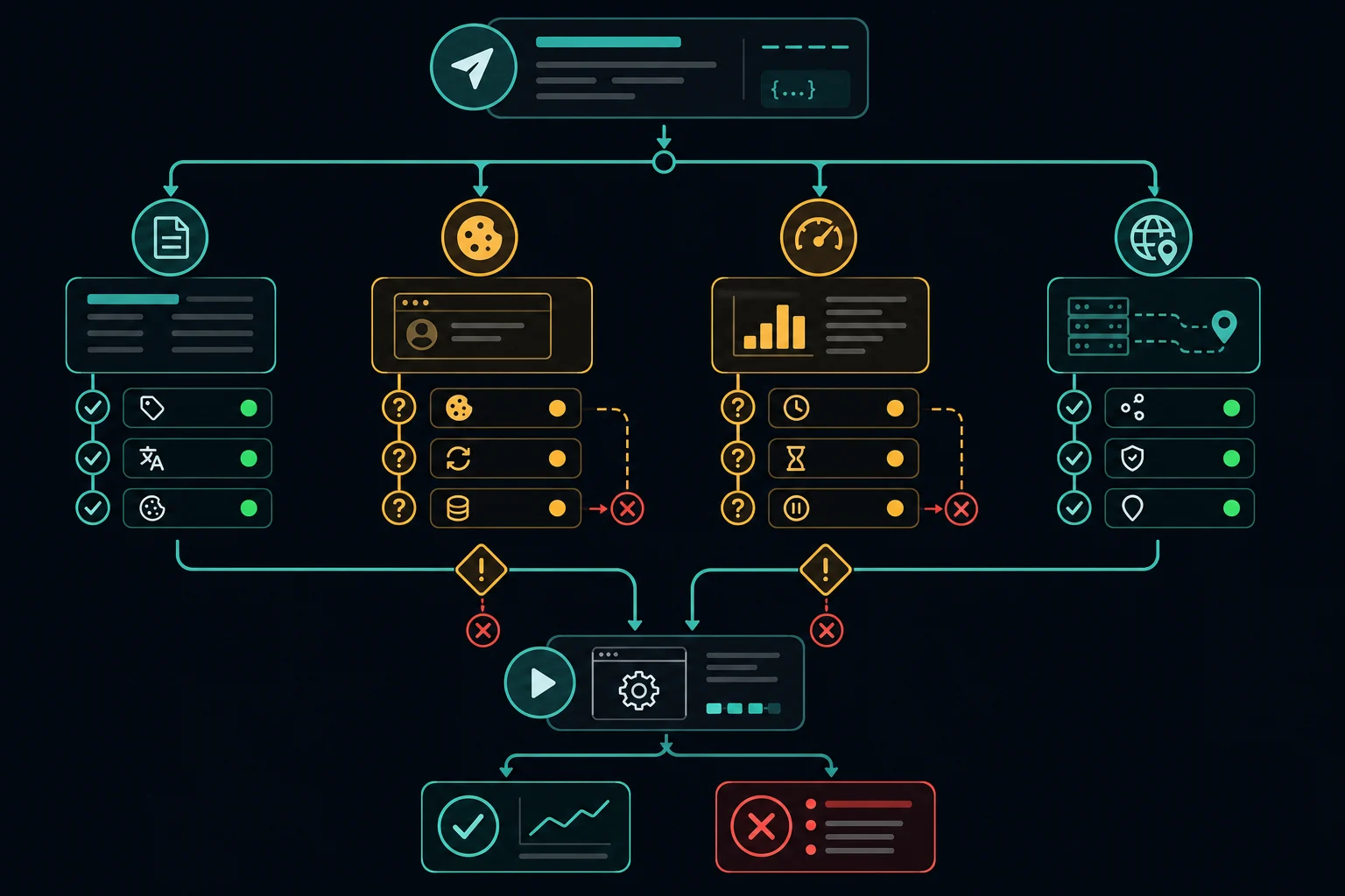 Troubleshooting flow that separates a Scrapy user-agent mismatch from 403, 429, session, and proxy failures