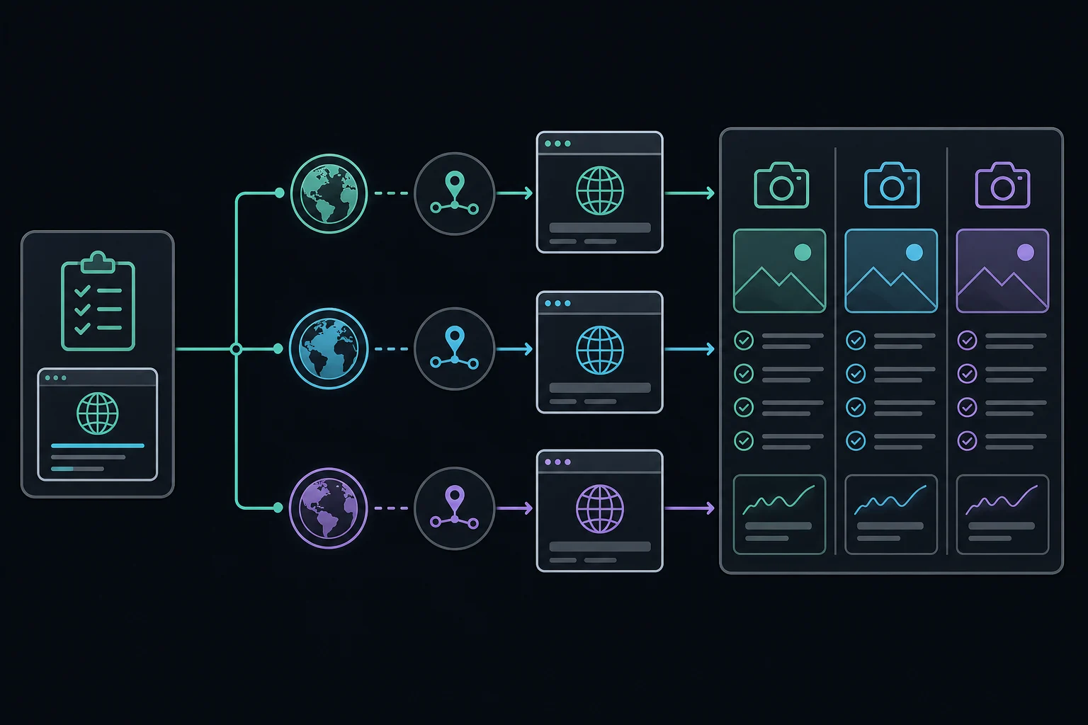 Controlled YouTube regional QA flow using fresh browser contexts and one stable proxy per country